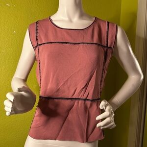 Hannah Jones New York Pink/Black Tank Top with Bead Detailings